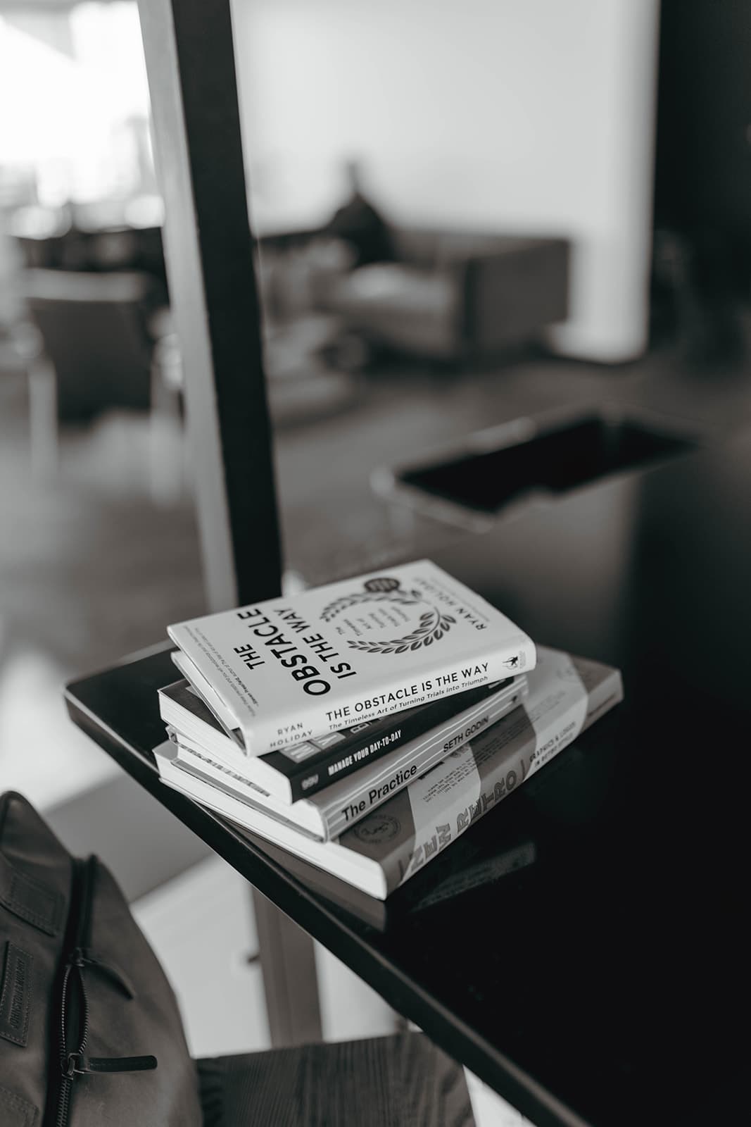 Stack of books on a desk